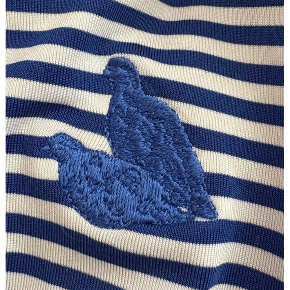 RLX Ralph Lauren Golf Polo Mens XL Royal Blue Striped Embroidered Birds Logo